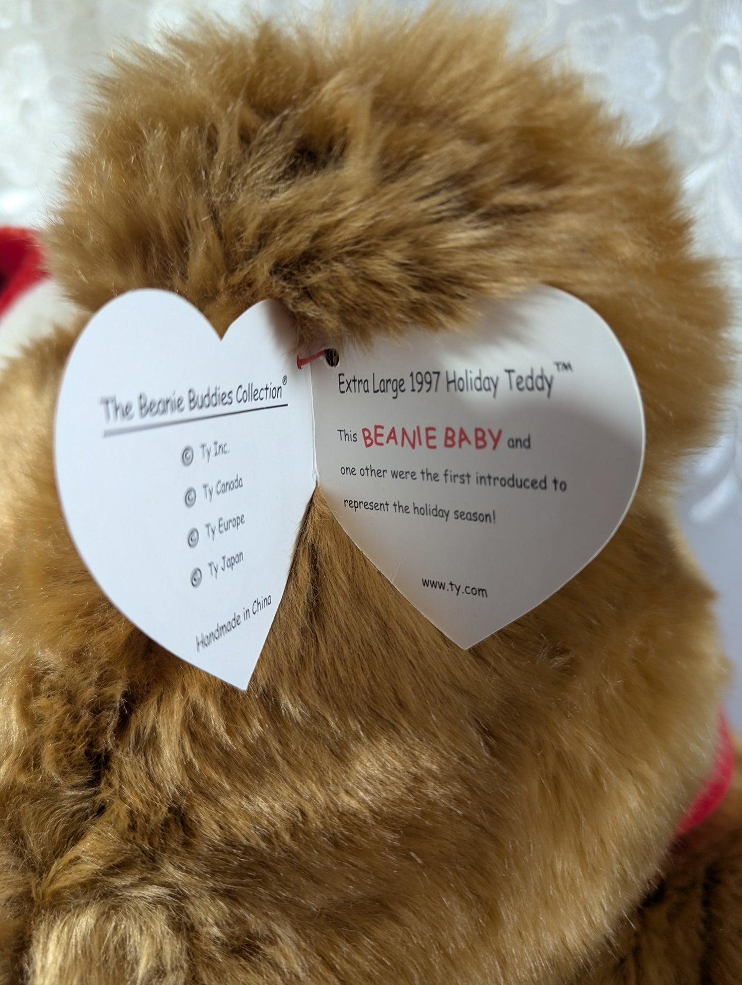 Ty Beanie Buddy - Extra Large 1997 Holiday Teddy (28 in) *Rare* Creased tag - Vintage Beanies Canada