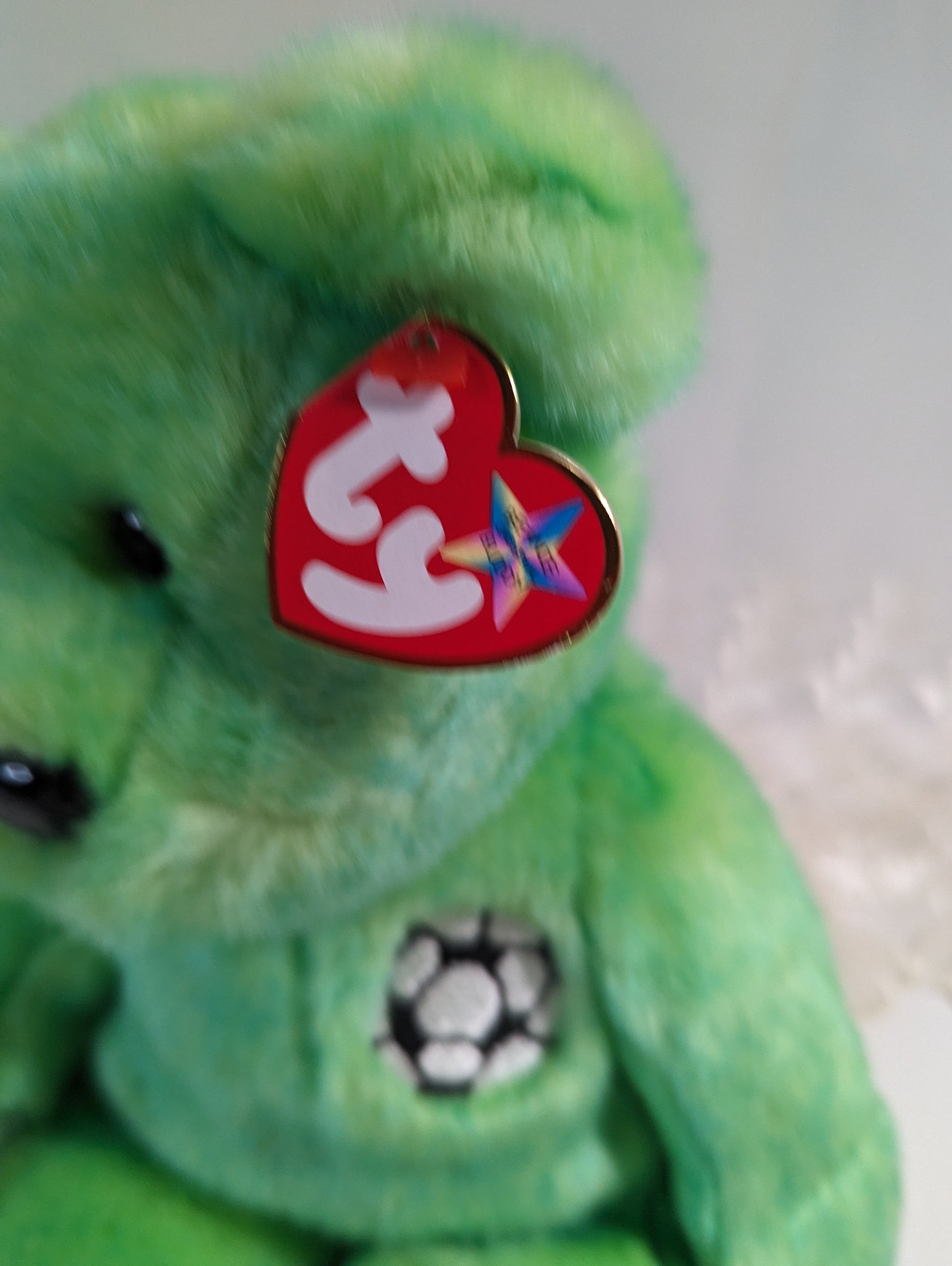 Ty Beanie Buddy - Kicks The Green Soccer Bear (13 in) - Vintage Beanies Canada