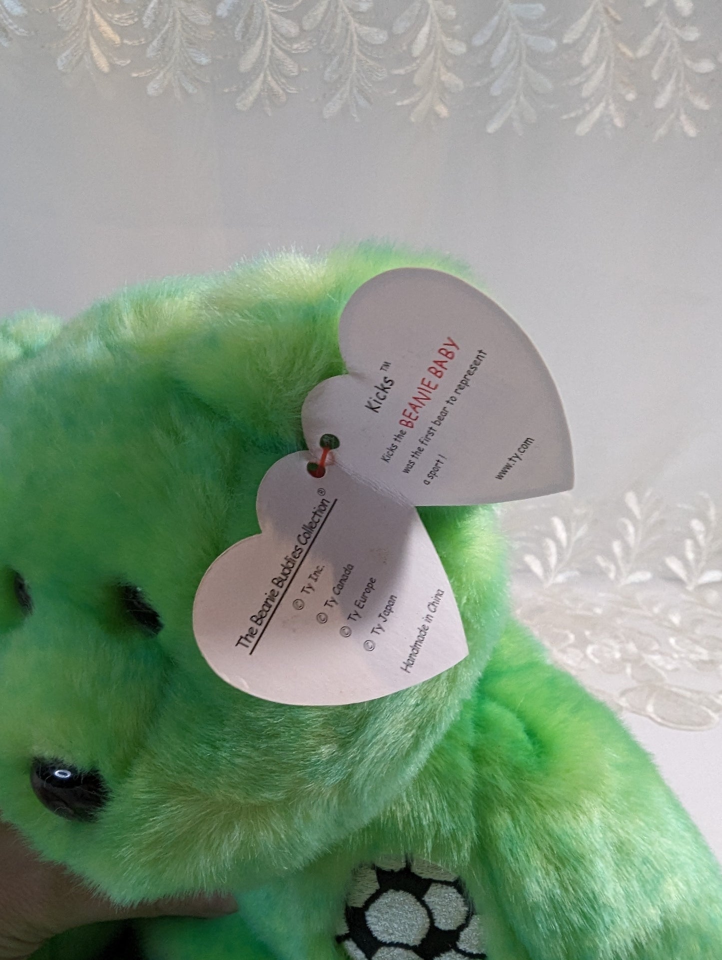 Ty Beanie Buddy - Kicks The Green Soccer Bear (13 in) - Vintage Beanies Canada