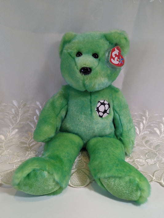 Ty Beanie Buddy - Kicks The Green Soccer Bear (13 in) - Vintage Beanies Canada