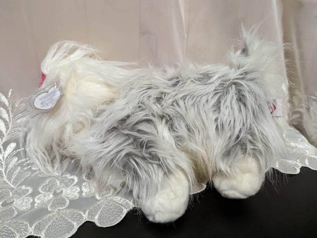 Ty Classic Collection - Foofie The White And Gray Fluffy Dog - Near Mint (12in) - Vintage Beanies Canada