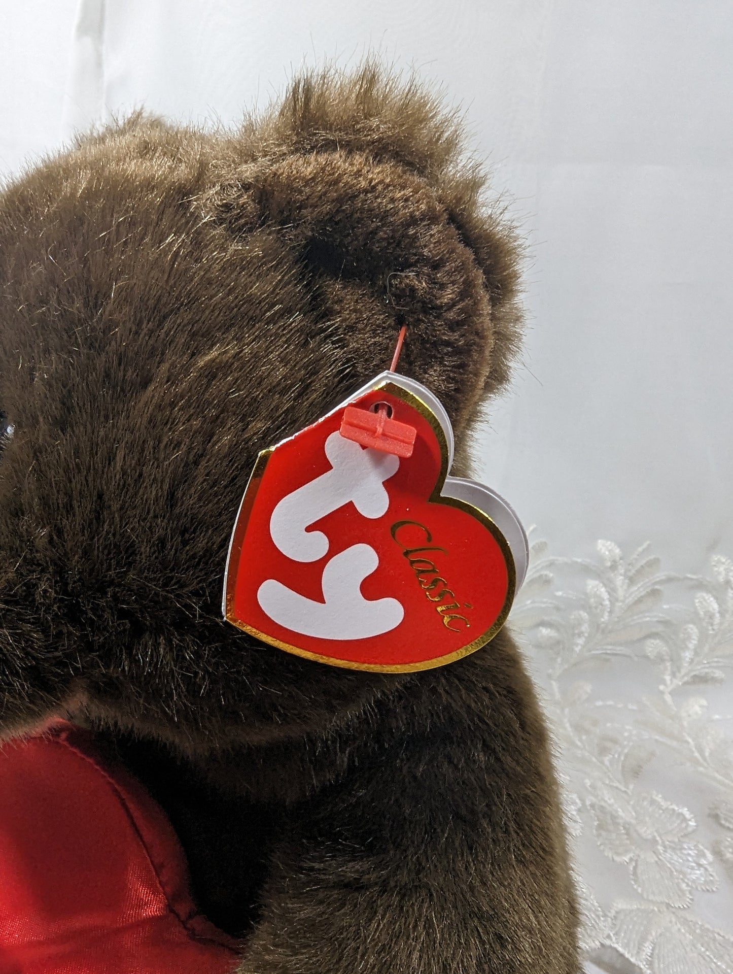 Ty Classic Collection - Sweeten The Brown Bear Holding Heart (10in) - Vintage Beanies Canada