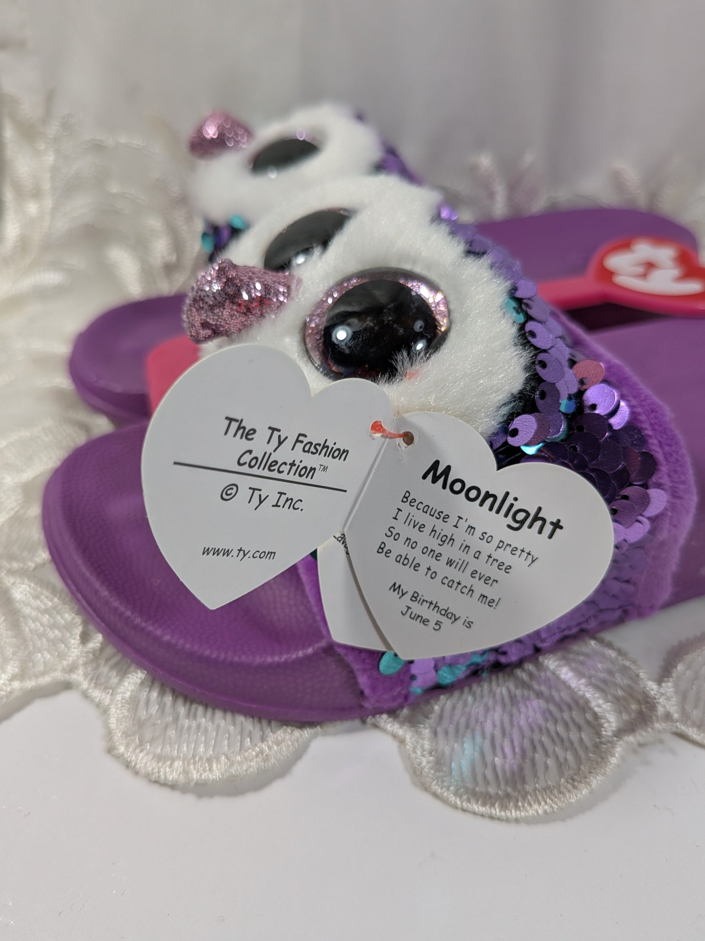 Ty Fashion - Moonlight the purple owl sandals (Size - Kids small 11 - 13) - Vintage Beanies Canada