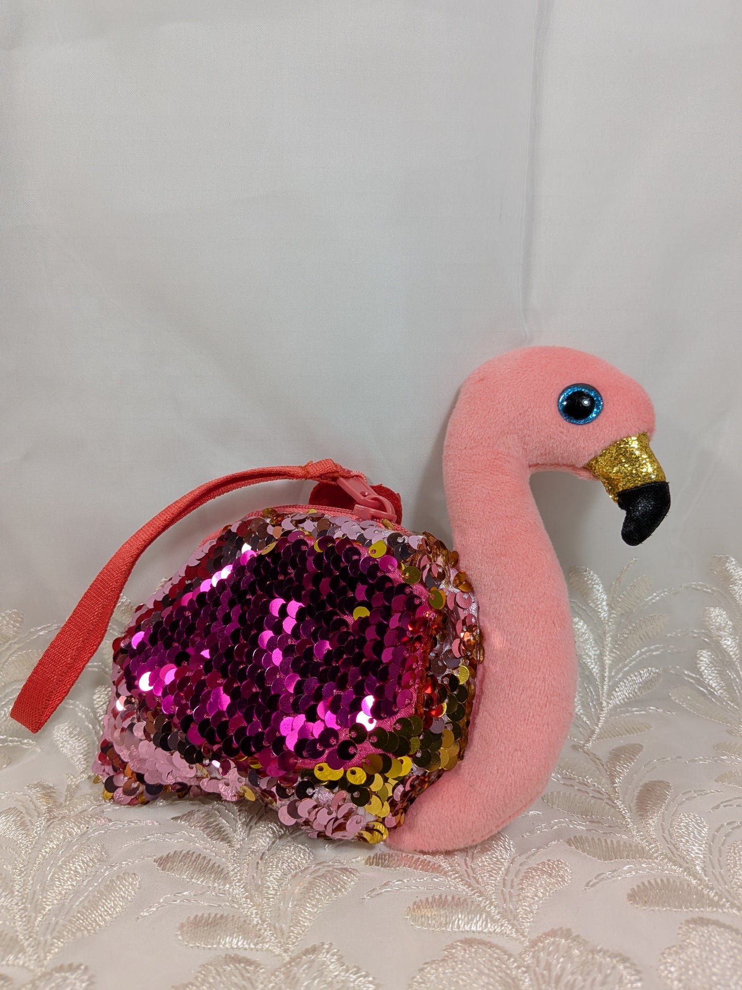 Ty Gear - Gilda The Pink Sequined Flamingo Coin Purse (5in) No tag - Vintage Beanies Canada