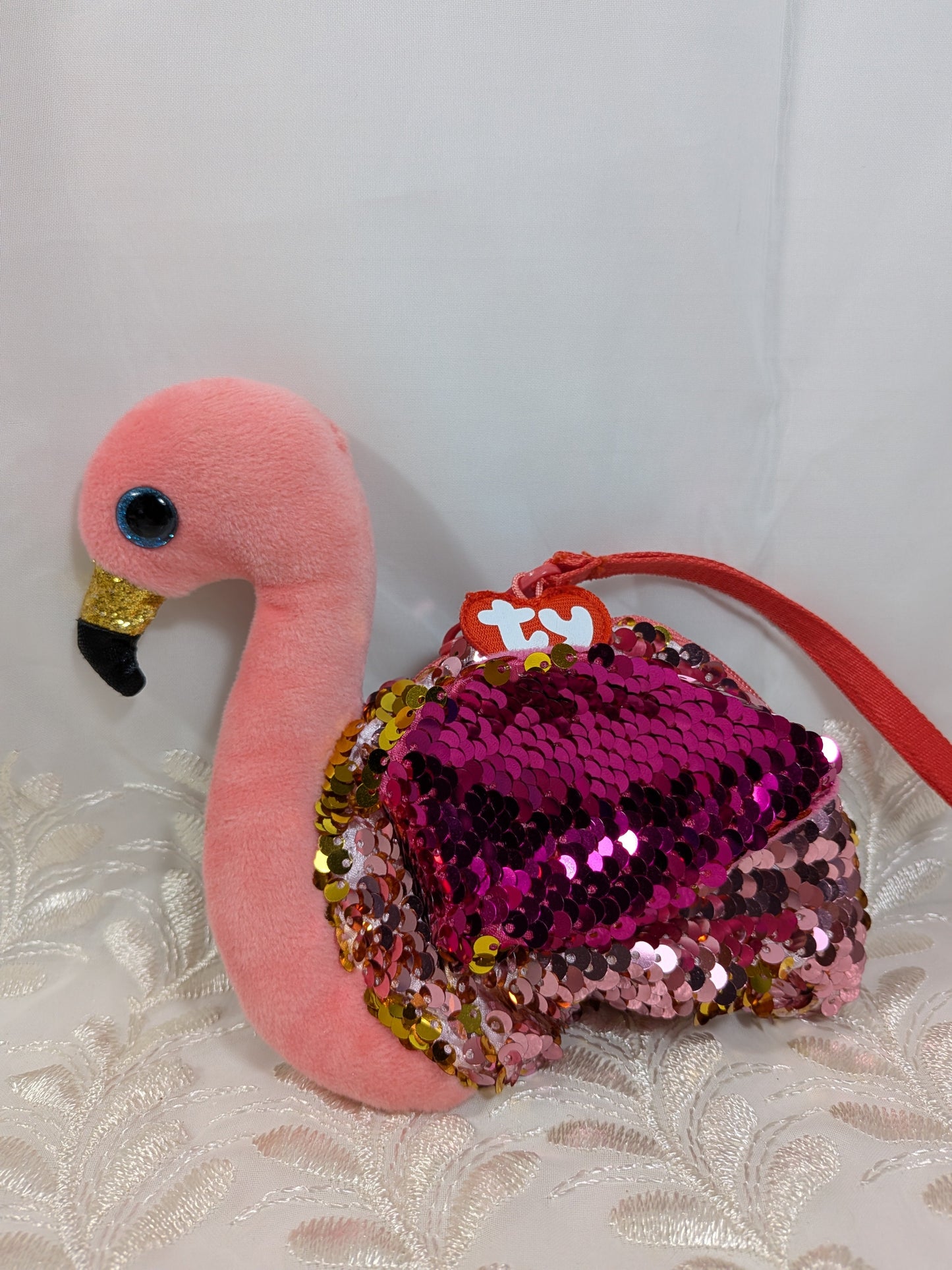 Ty Gear - Gilda The Pink Sequined Flamingo Coin Purse (5in) No tag - Vintage Beanies Canada