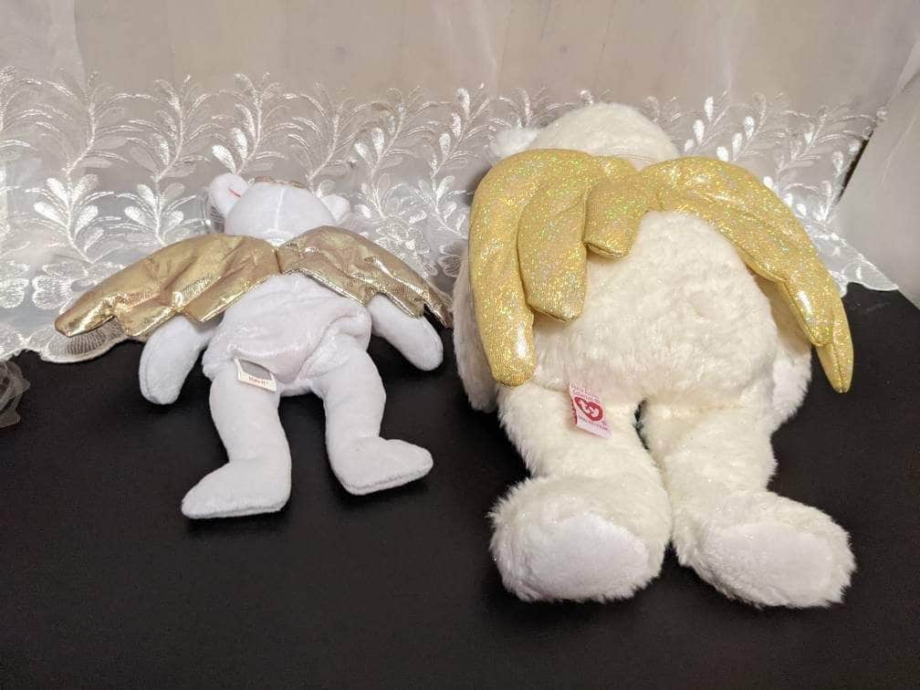 Ty Halo II The Angel Bear Ty Beanie Baby (8.5in) + Beanie Buddy (13in) Sold As Pair - Vintage Beanies Canada