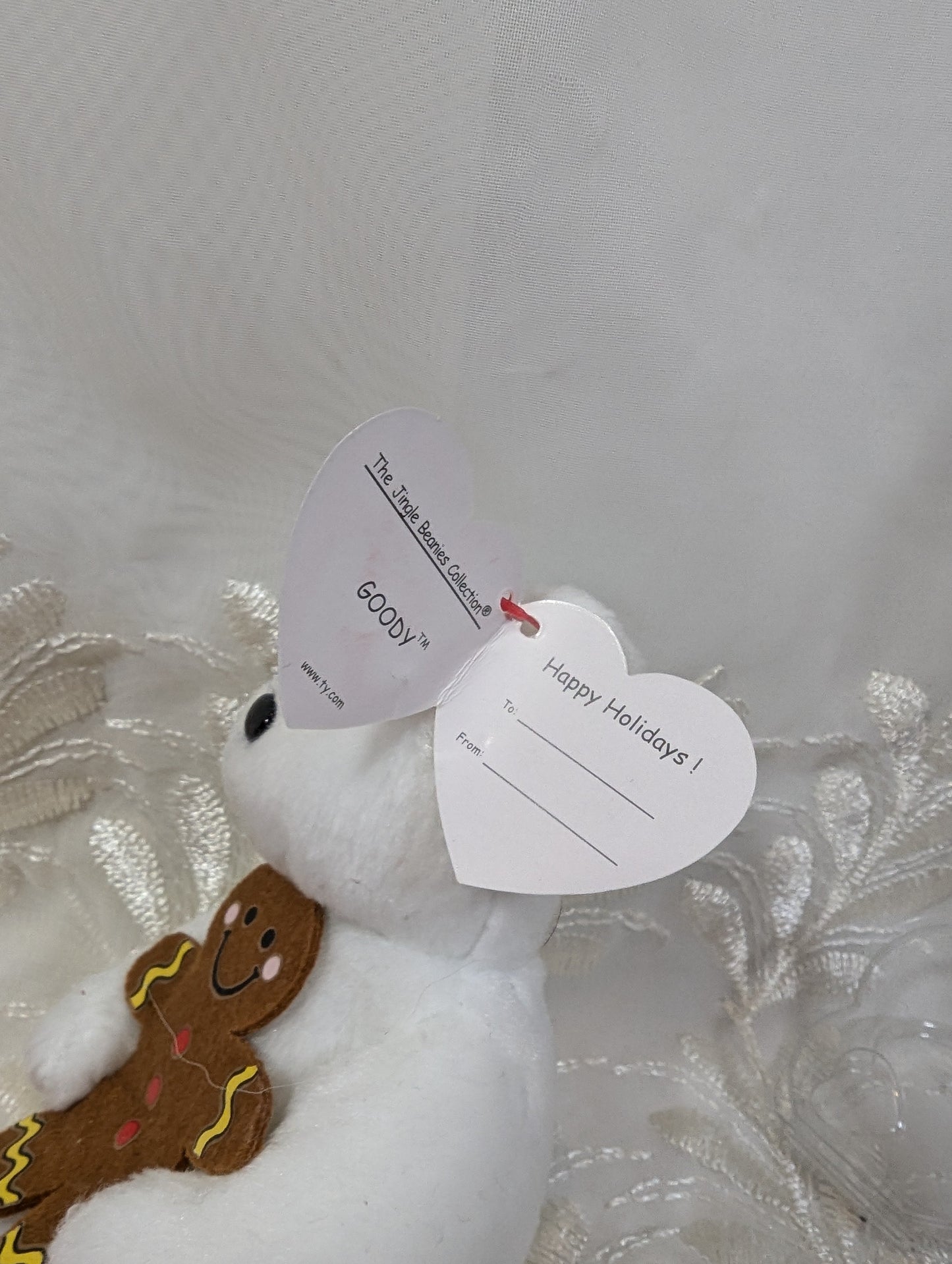 Ty Jingle Beanie - Goody the Bear Holding Gingerbread Man (5in) Christmas Tree Decor - Near Mint Tag - Vintage Beanies Canada
