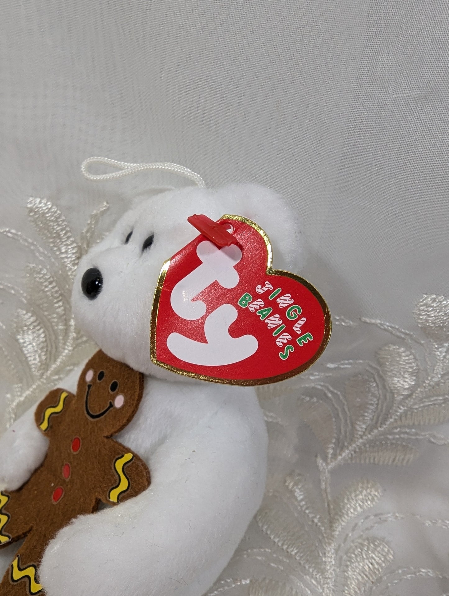 Ty Jingle Beanie - Goody the Bear Holding Gingerbread Man (5in) Christmas Tree Decor - Near Mint Tag - Vintage Beanies Canada