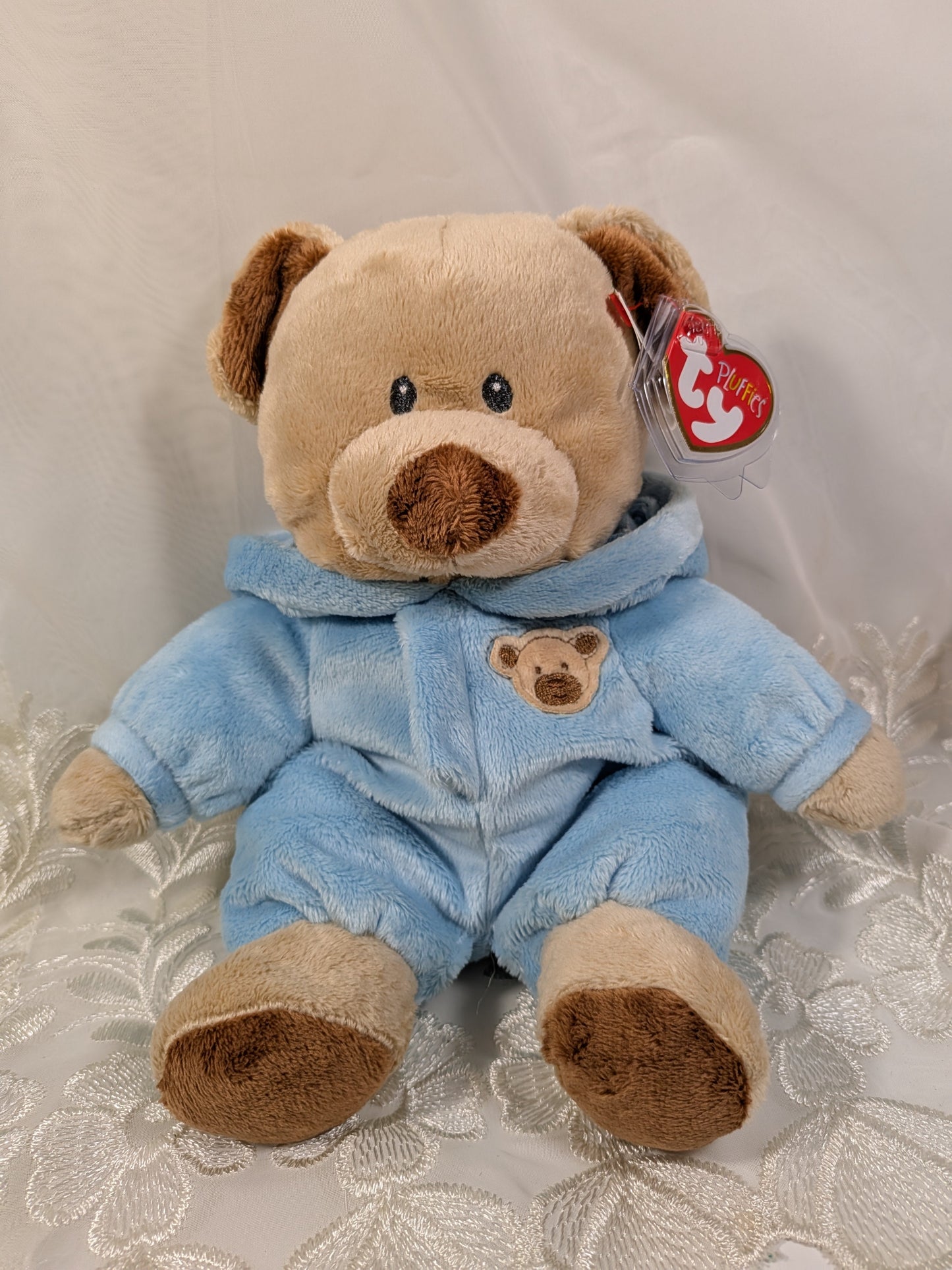 TY Pluffies Collection - Baby Bear blue with Non - Removable Pyjamas (10 inch) - Vintage Beanies Canada