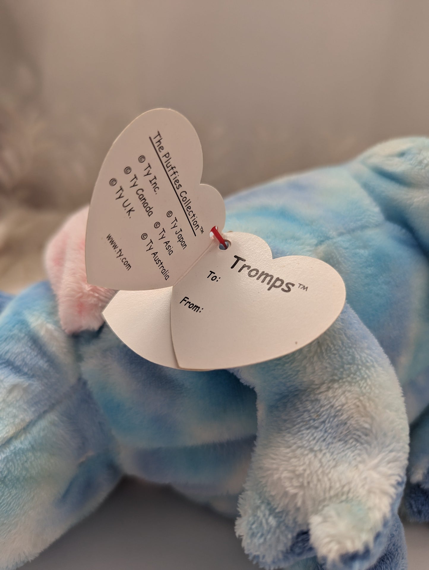 Ty Pluffies - Tromps The Blue Dinosaur (6in) Near Mint Tag - Vintage Beanies Canada
