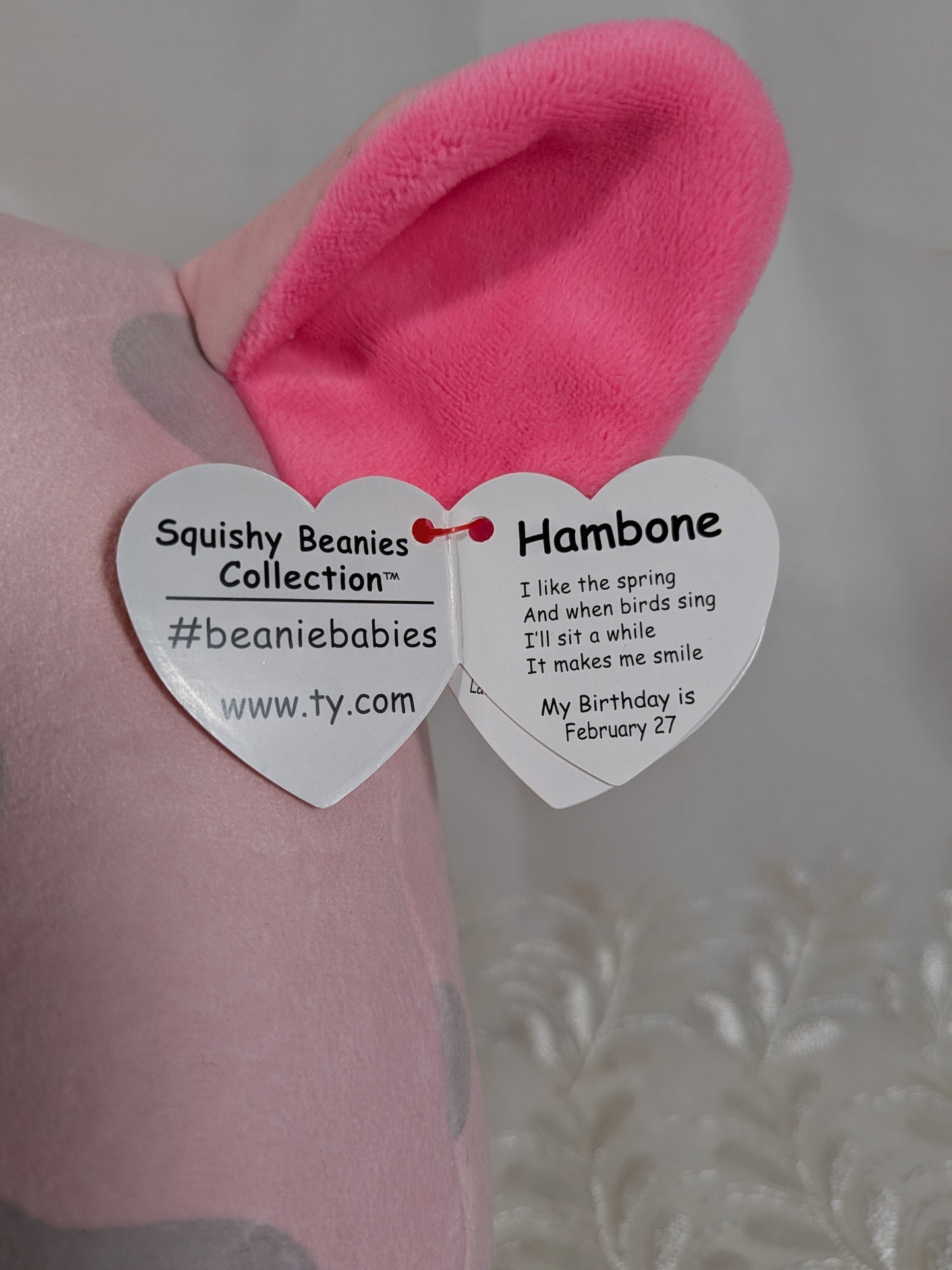 Ty Squishy Beanies - Hambone the Pig (9in) - Vintage Beanies Canada
