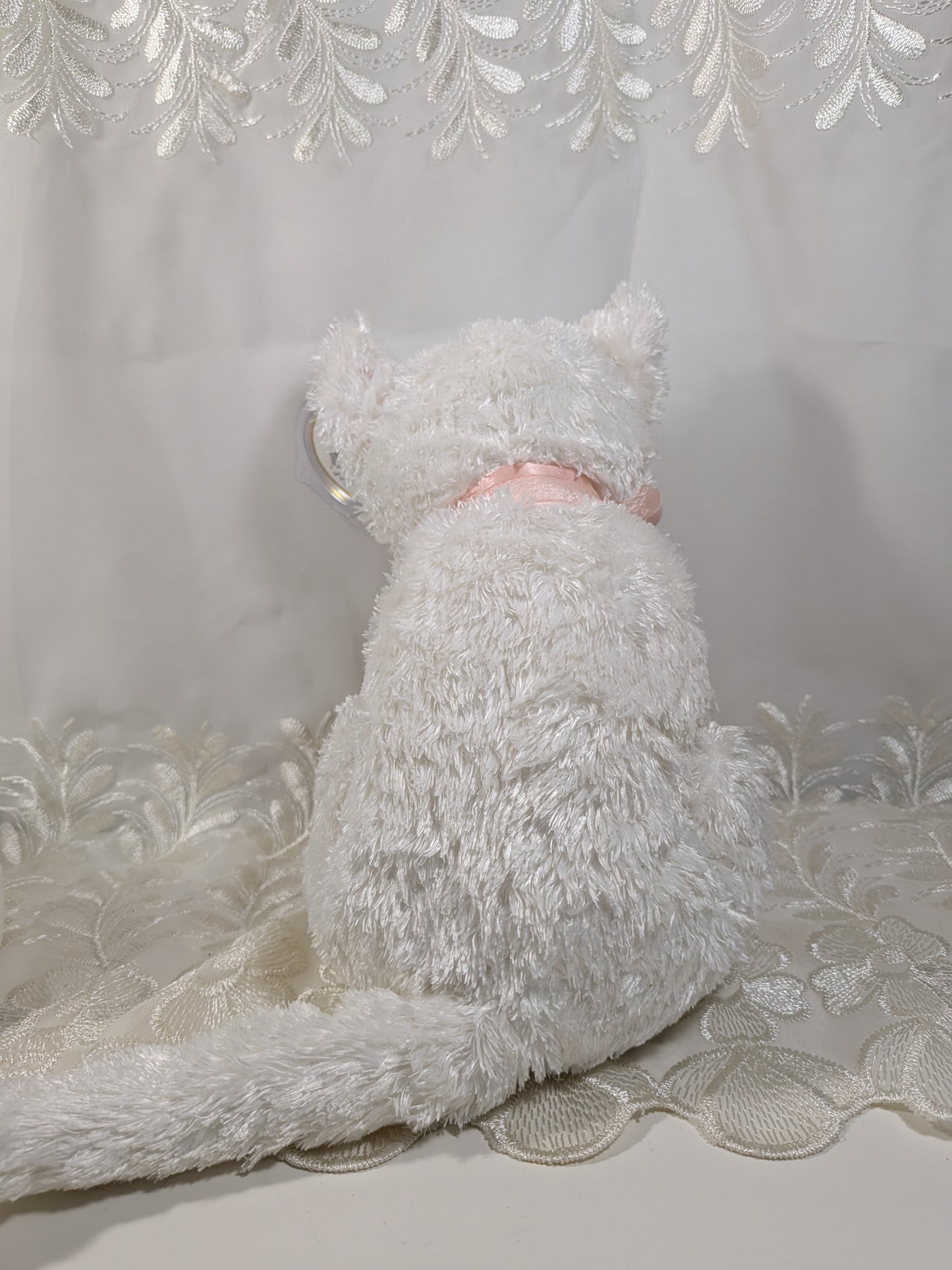 Ty Beanie Buddy - Fancy The White Cat (9.5in) Non-mint Tag