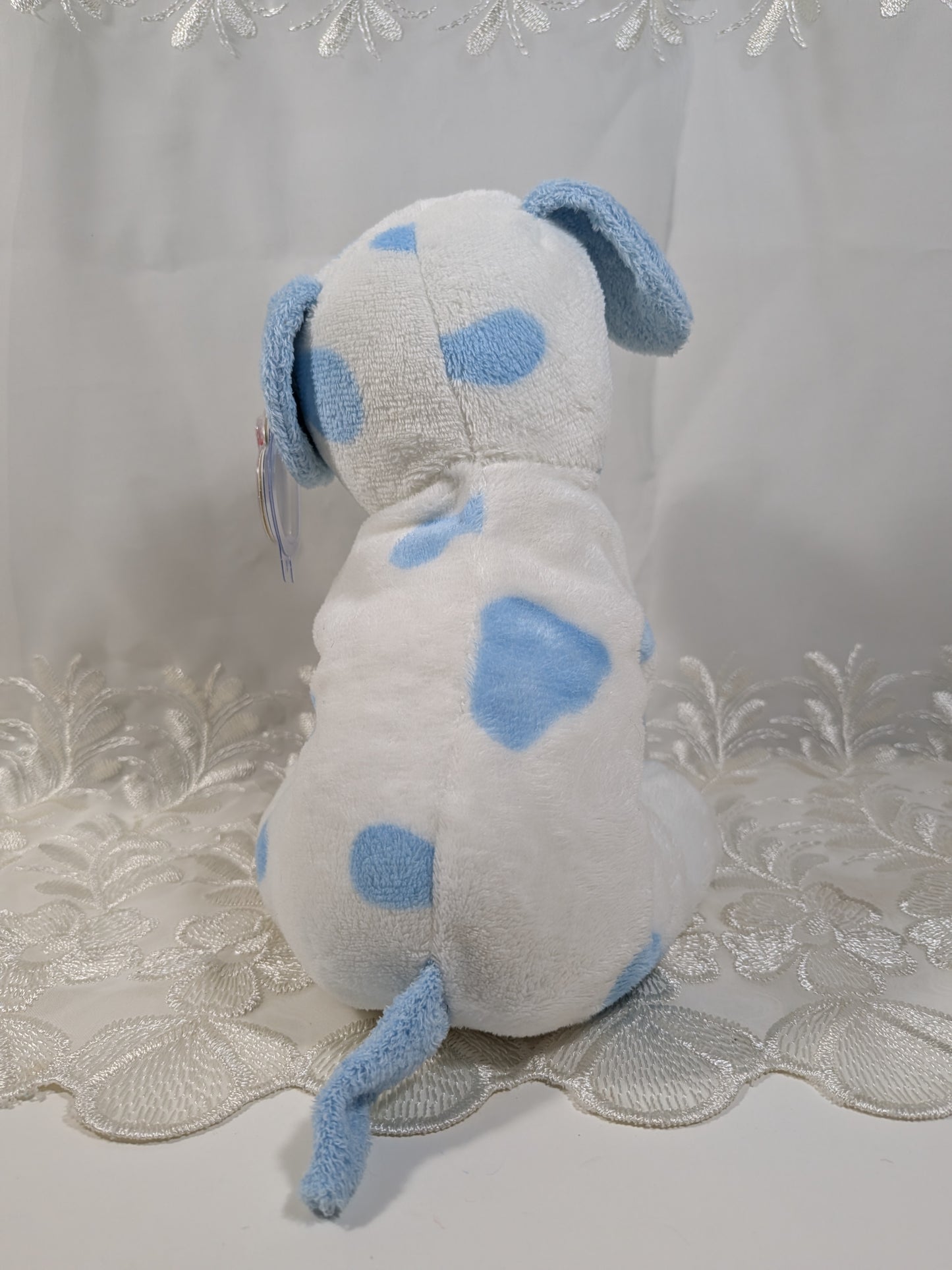 Ty Pluffies Collection - Baby Pups Blue The Spotted Dog (9in) *Rare*