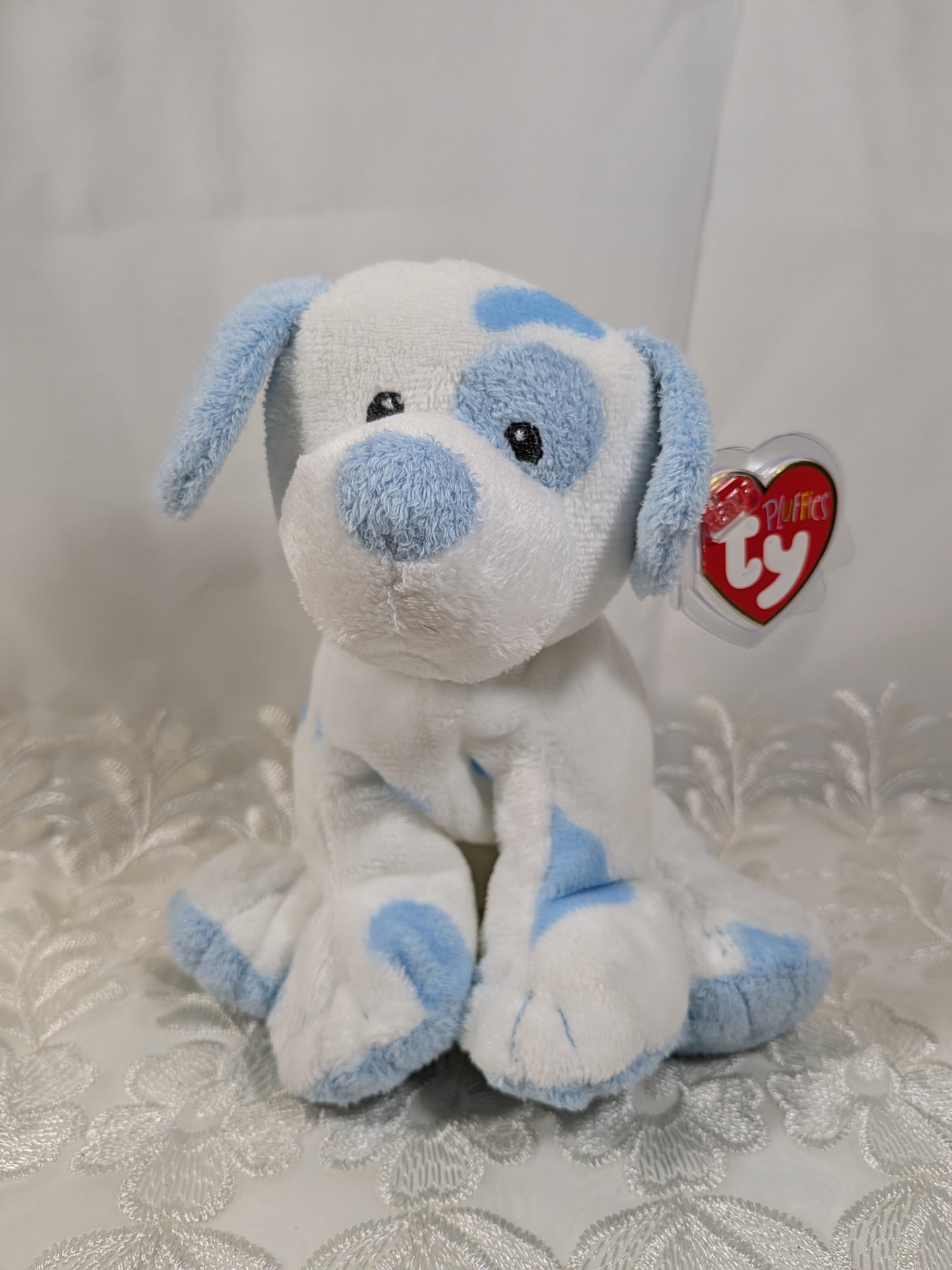 Ty Pluffies Collection - Baby Pups Blue The Spotted Dog (9in) *Rare*