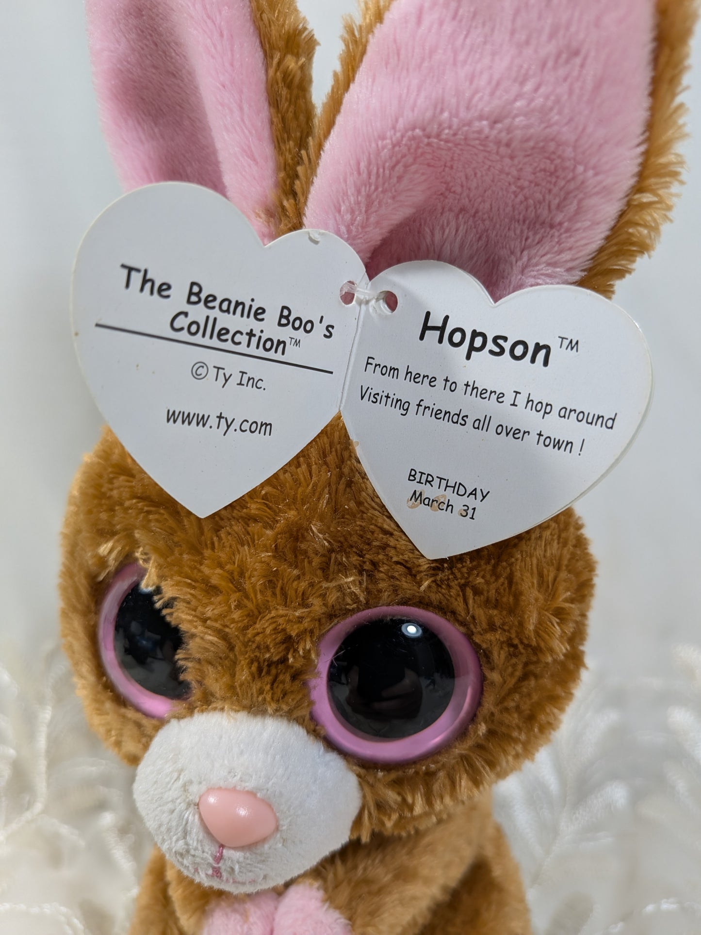 Ty Beanie Boo - Hopson The Bunny (6in) *Rare* First Gen, Purple Tag