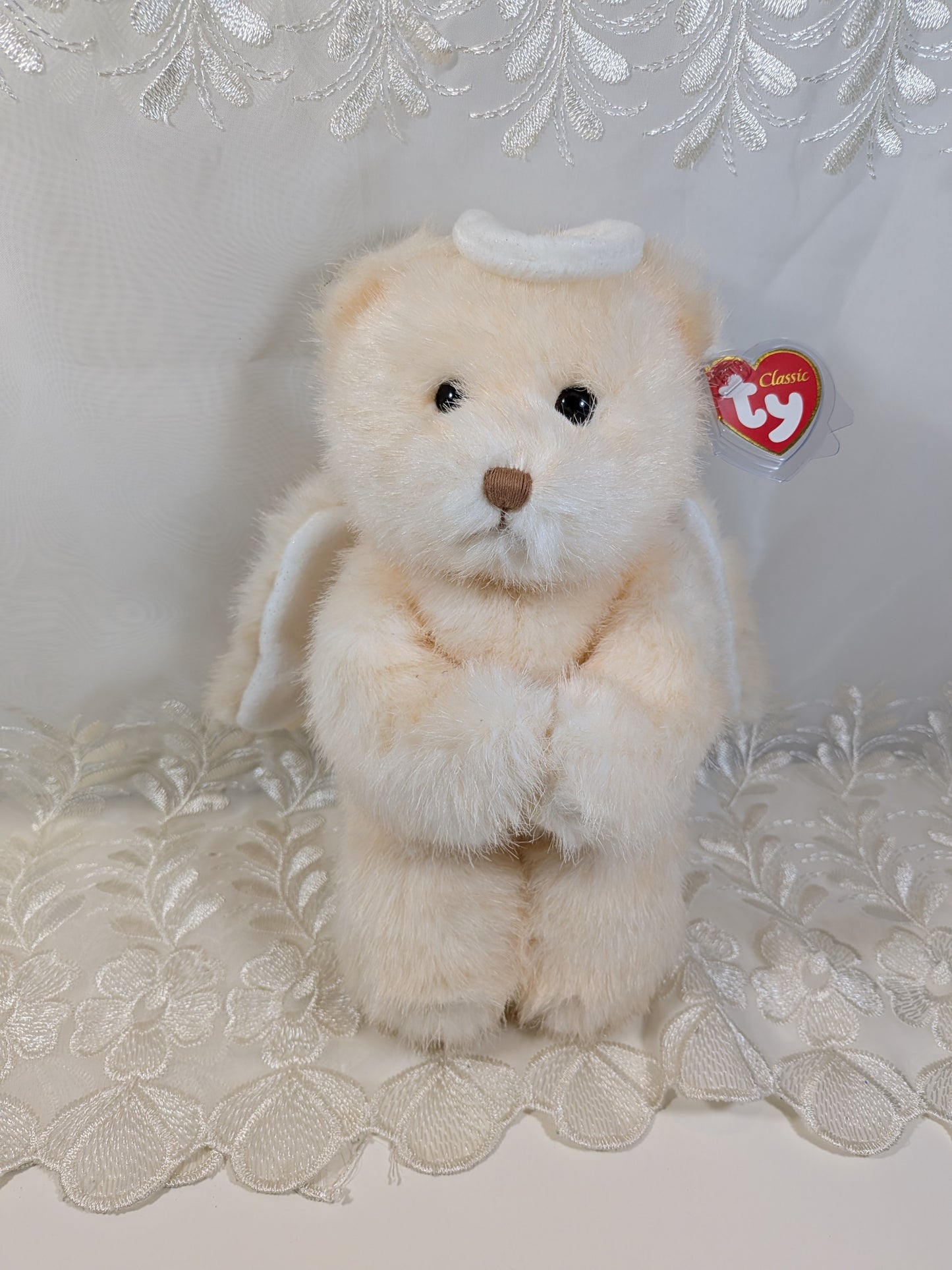 Ty Classic Collection - Saint The Peach Angel Bear (11in)