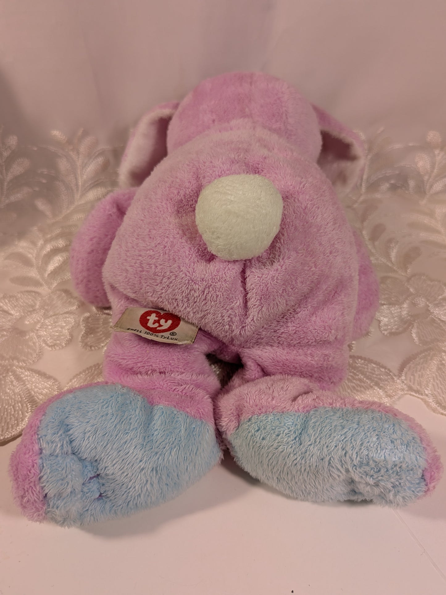 Ty Pluffies Collection - Twitchy The Purple And Blue Bunny Rabbit (10in) Non-mint Tag