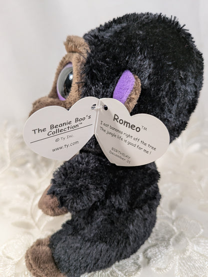 Ty Beanie Boo -  Romeo the gorilla (6in) *Rare* First Gen, Purple Tag