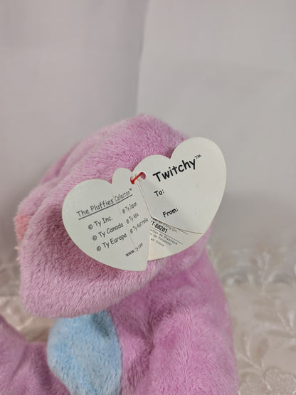 Ty Pluffies Collection - Twitchy The Purple And Blue Bunny Rabbit (10in) Non-mint Tag