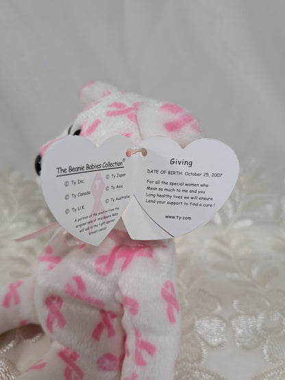 Ty Beanie Baby - Giving the Cancer Awareness Bear (8.5in)