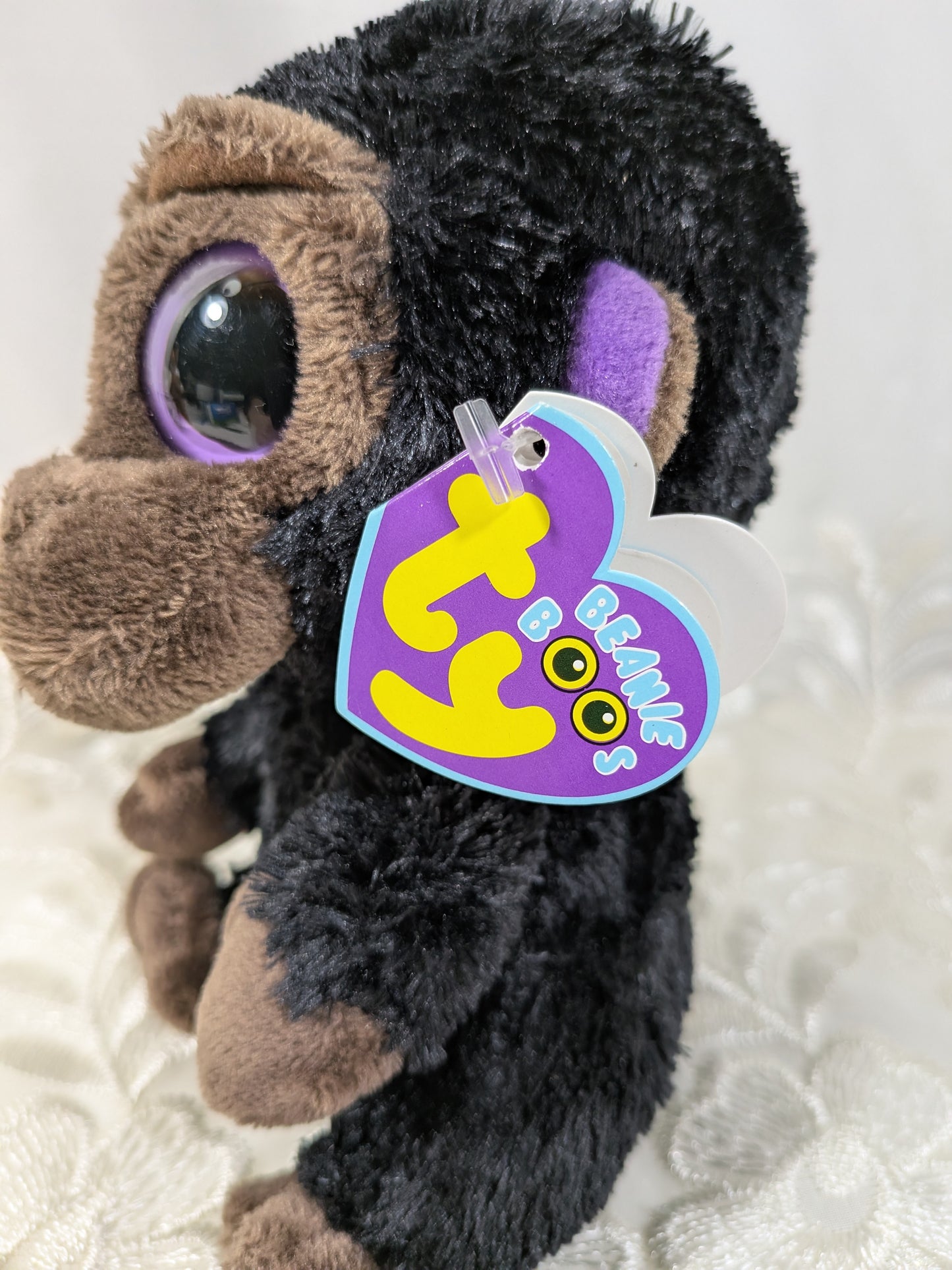 Ty Beanie Boo -  Romeo the gorilla (6in) *Rare* First Gen, Purple Tag