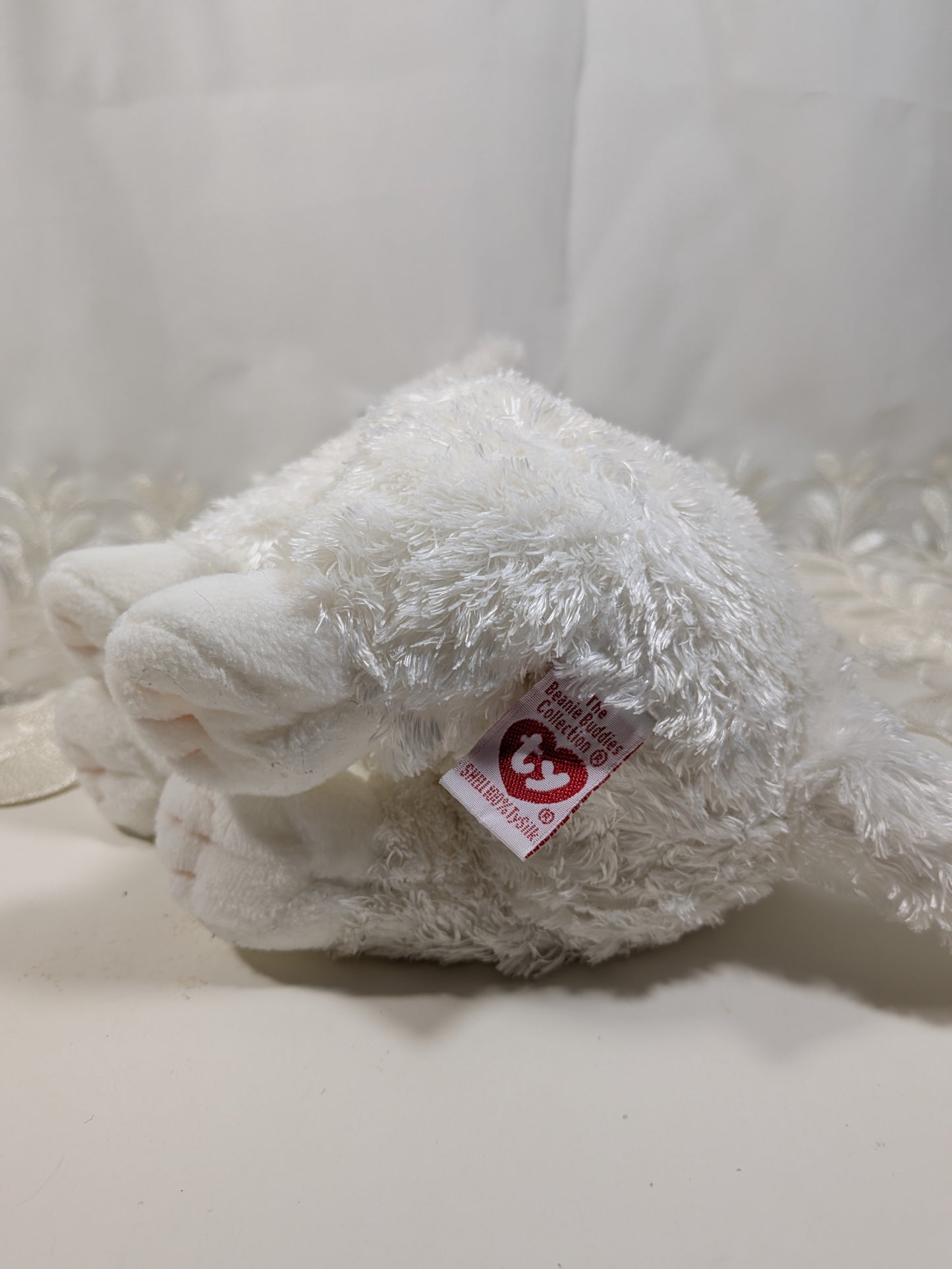 Ty Beanie Buddy - Fancy The White Cat (9.5in) Non-mint Tag