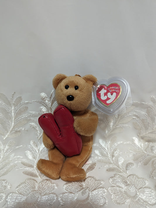 Ty Alphabet Beanies - V The Bear (6in) Near Mint - Vintage Beanies Canada