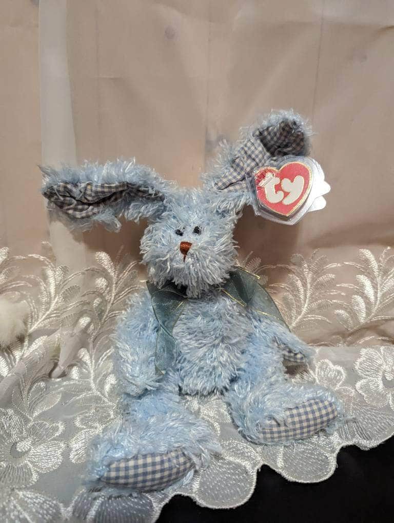TY Attic Treasure Collection - Burrows The Blue Bunny Rabbit (9in) Non-mint Tags - Vintage Beanies Canada