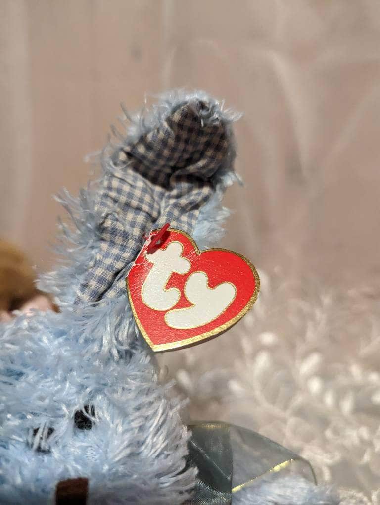 TY Attic Treasure Collection - Burrows The Blue Bunny Rabbit (9in) Non-mint Tags - Vintage Beanies Canada