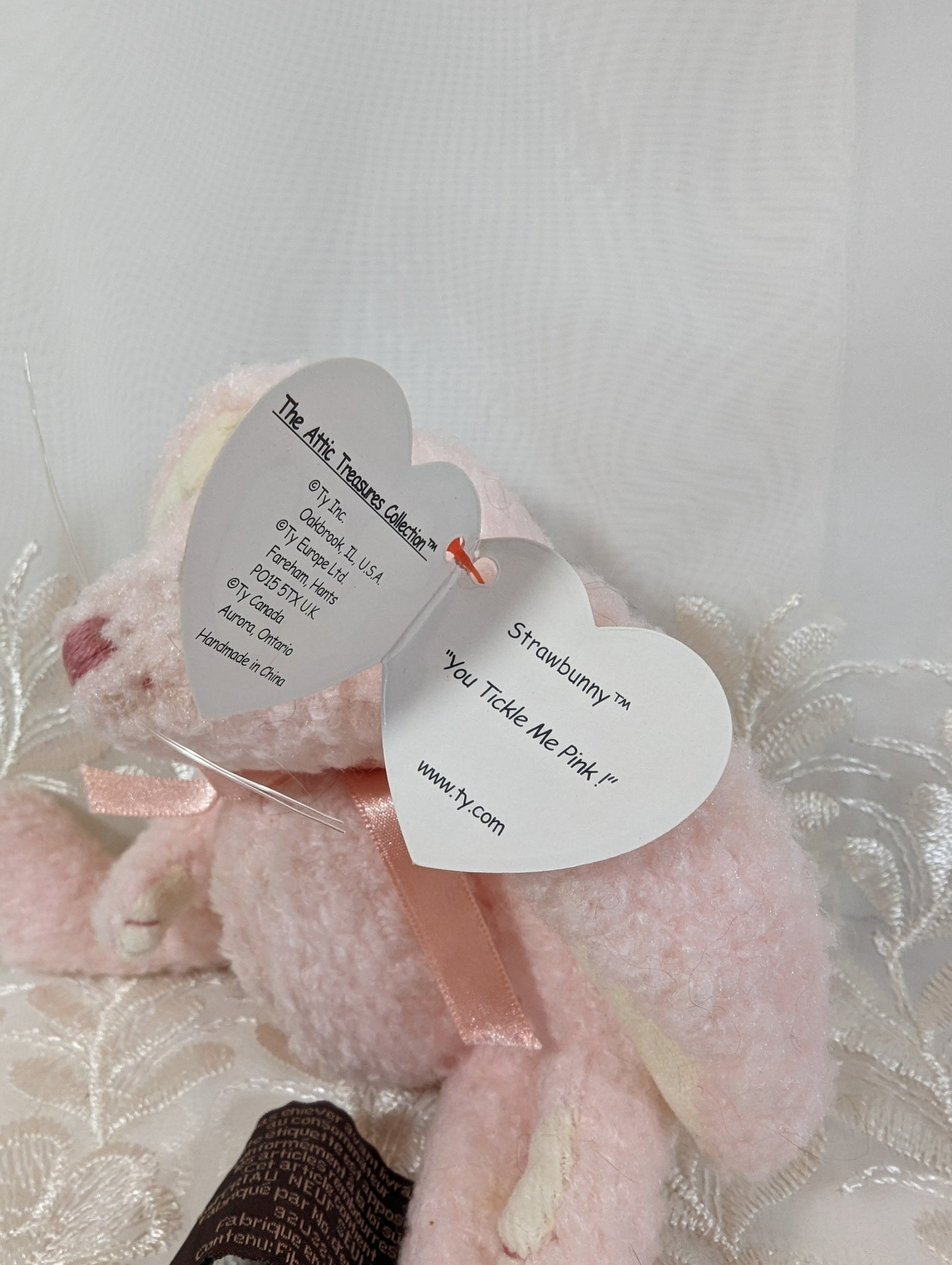 Ty Attic Treasure - Strawbunny The Pink Bunny Rabbit (8in) - Vintage Beanies Canada
