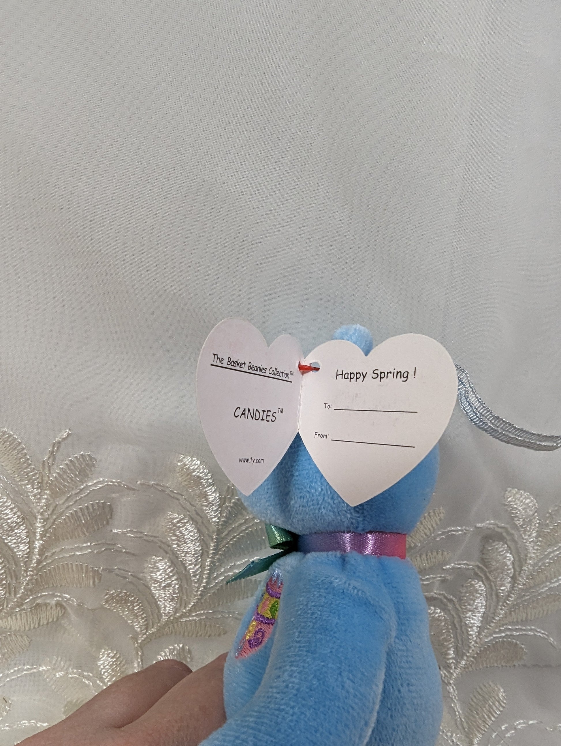 Ty Basket Beanies - Candies The Blue Bear (5in) - Vintage Beanies Canada