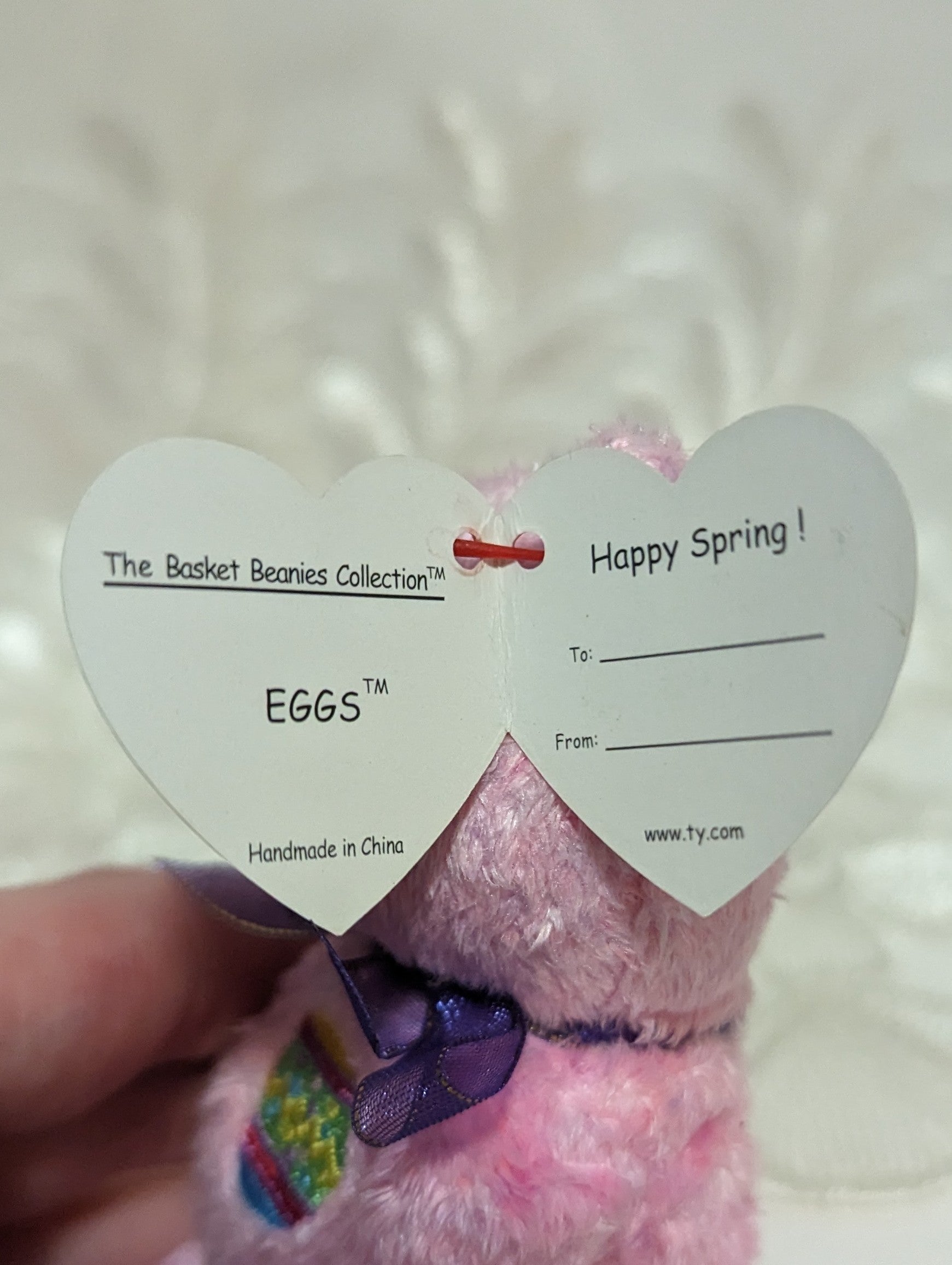 Ty Basket Beanies - Eggs The Pink Bear (5in) - Vintage Beanies Canada