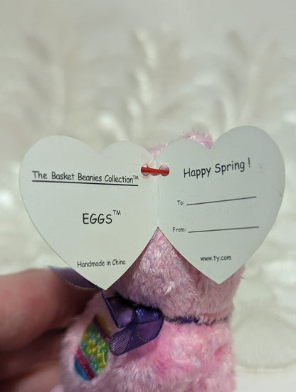 Ty Basket Beanies - Eggs The Pink Bear (5in) - Vintage Beanies Canada