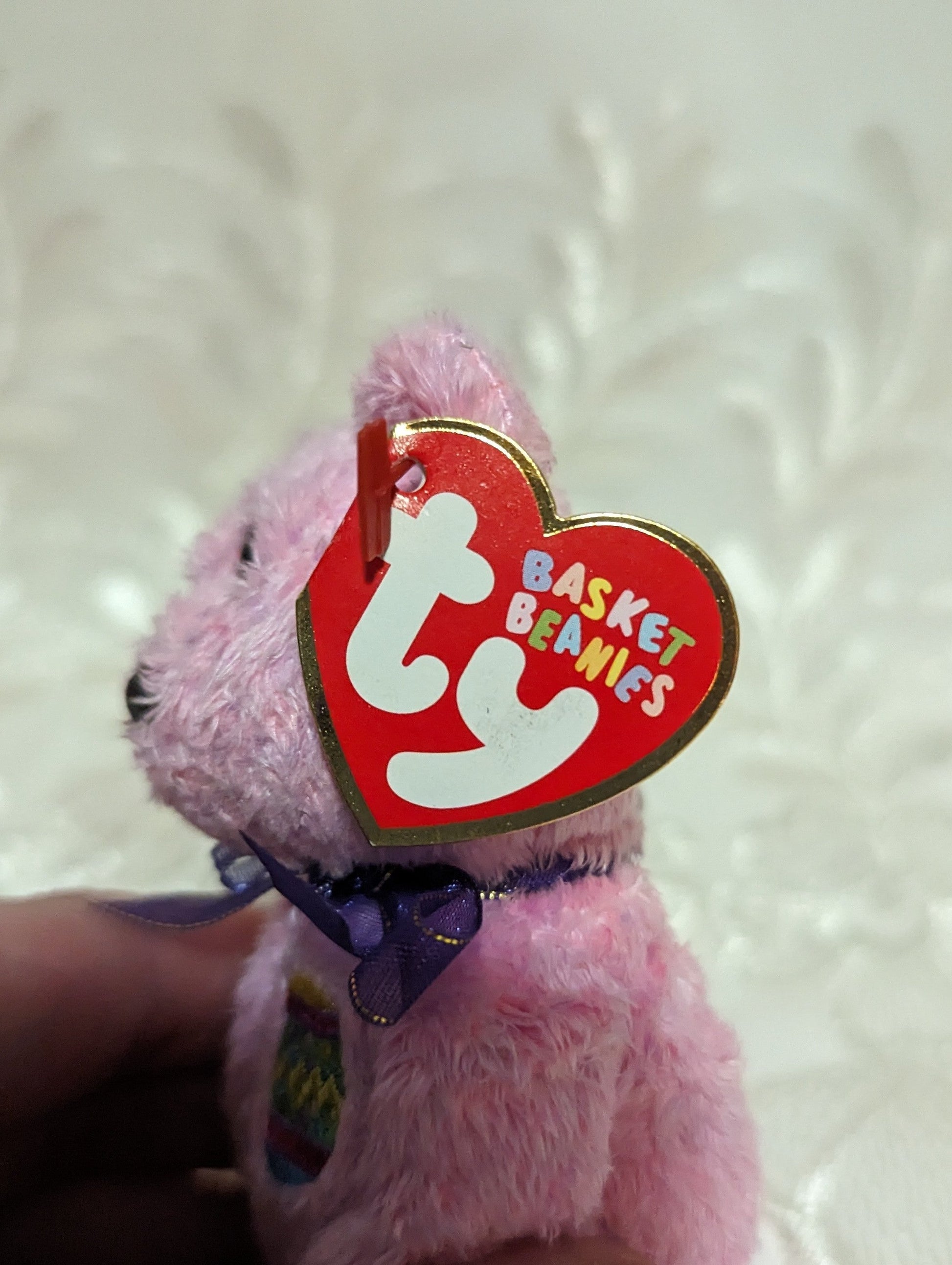 Ty Basket Beanies - Eggs The Pink Bear (5in) - Vintage Beanies Canada