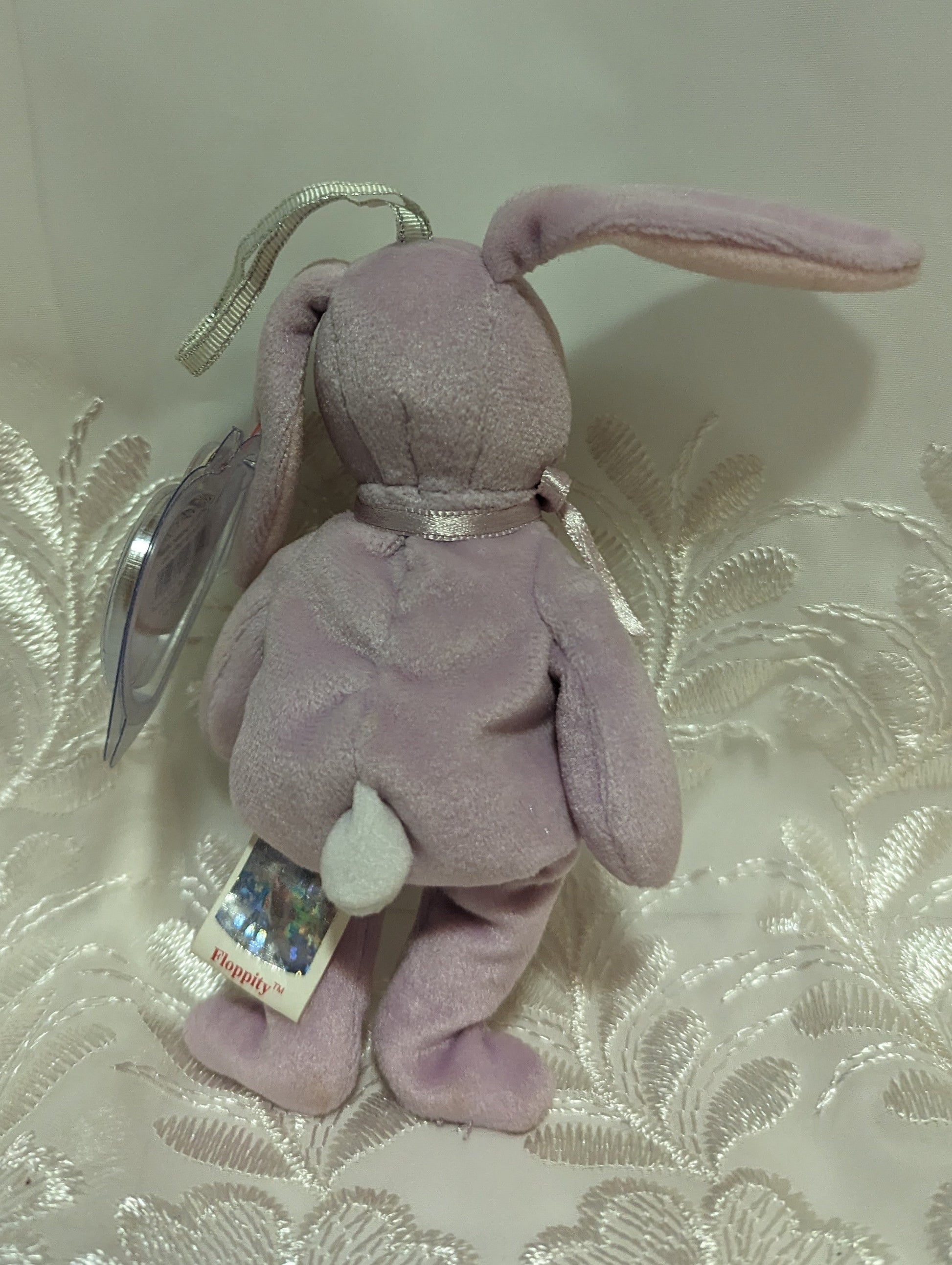 Ty Basket Beanies - Floppity The Purple Bunny (5in) - Vintage Beanies Canada