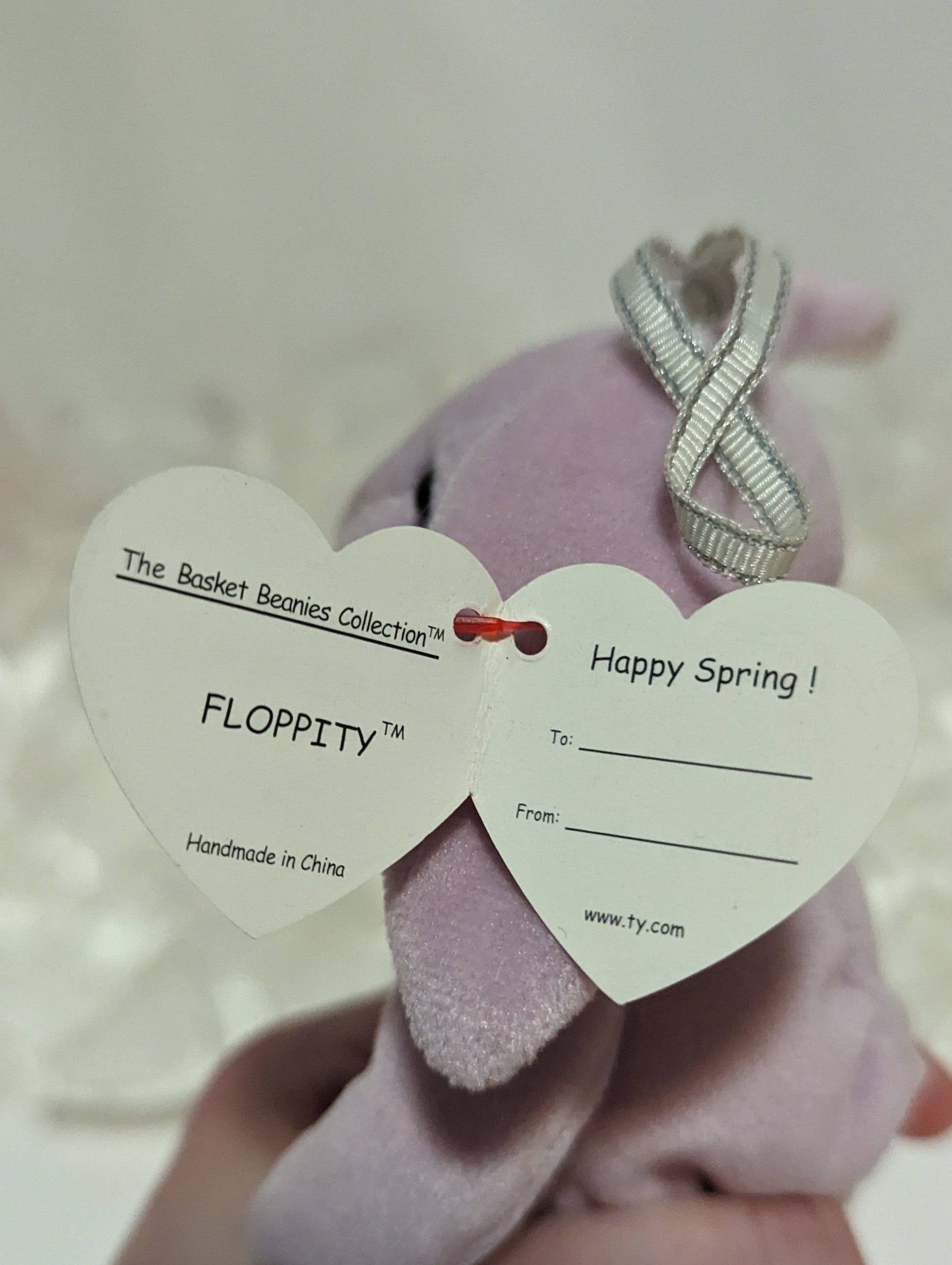 Ty Basket Beanies - Floppity The Purple Bunny (5in) - Vintage Beanies Canada