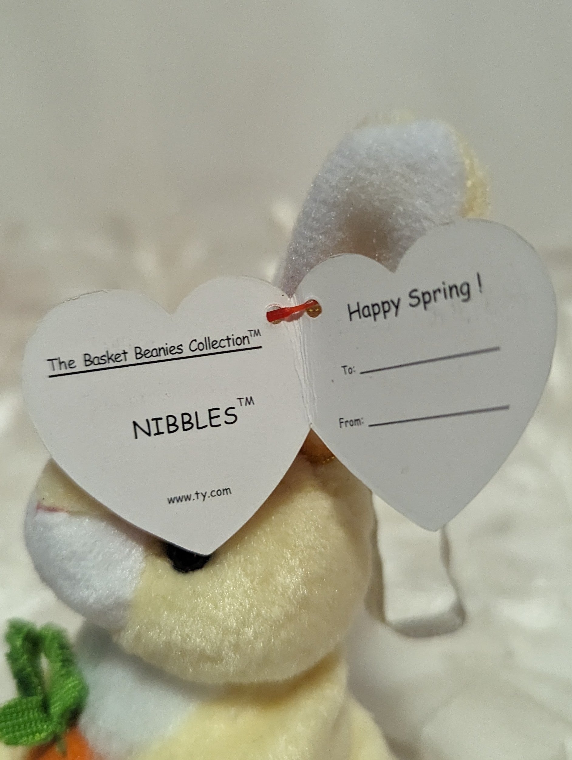 Ty Basket Beanies - Nibbles The Bunny (4in) - Vintage Beanies Canada