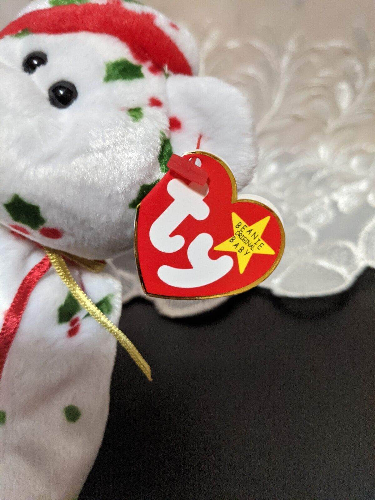 Ty Beanie Baby - 1998 Holiday Teddy The Mistletoe Covered Bear (8.5in) - Vintage Beanies Canada