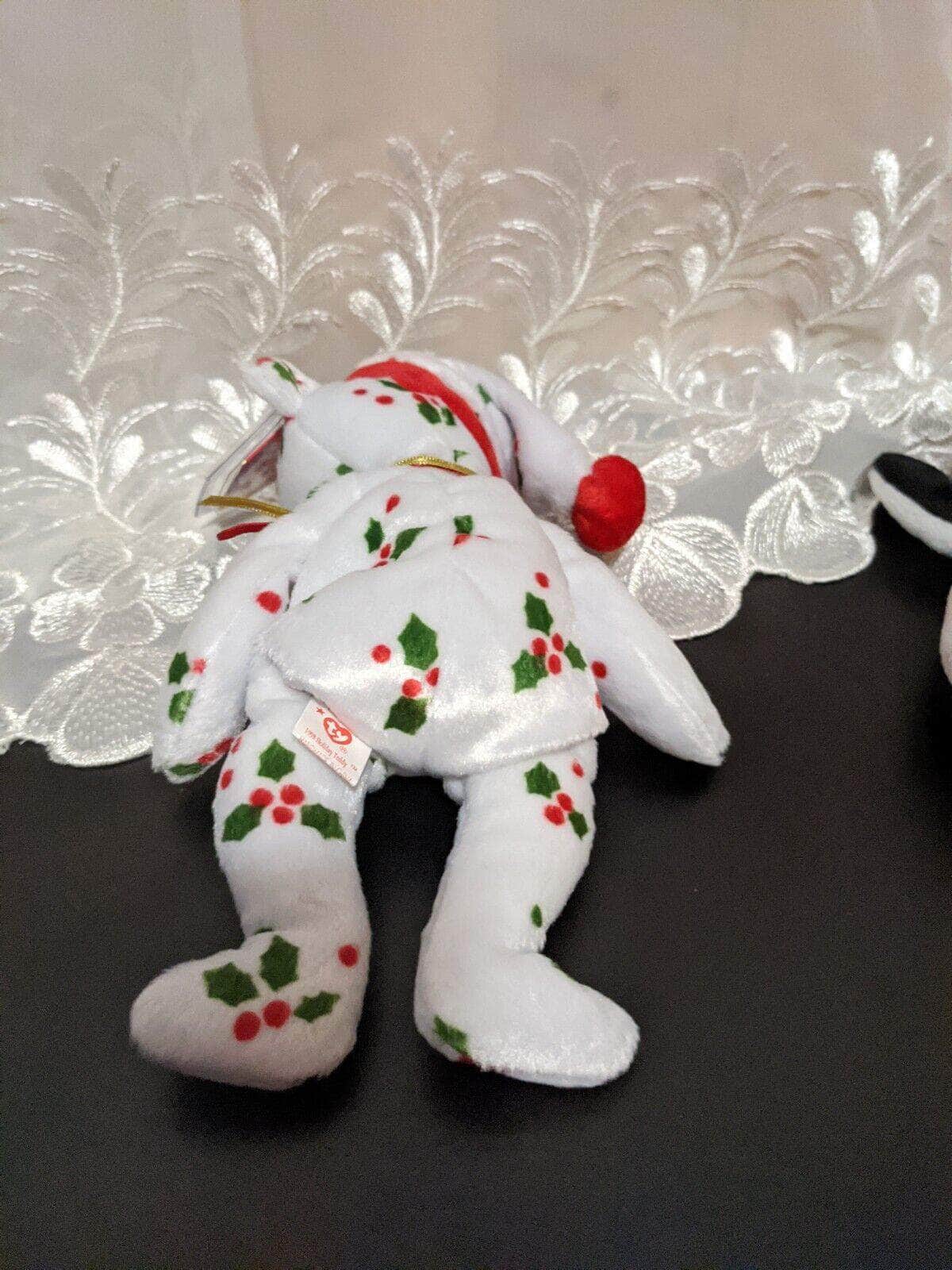 Ty Beanie Baby - 1998 Holiday Teddy The Mistletoe Covered Bear (8.5in) - Vintage Beanies Canada