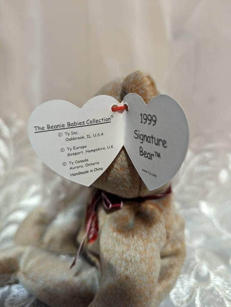 Ty Beanie Baby - 1999 Signature Bear The Tan Bear With Red Ribbon (8.5in) - Vintage Beanies Canada