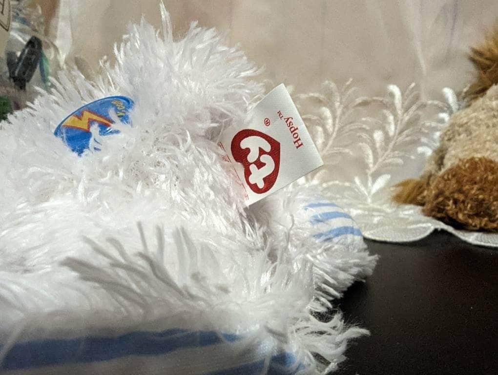 Ty Beanie Baby 2.0 - Hopsy The White And Blue Bunny Rabbit (6in) - Vintage Beanies Canada
