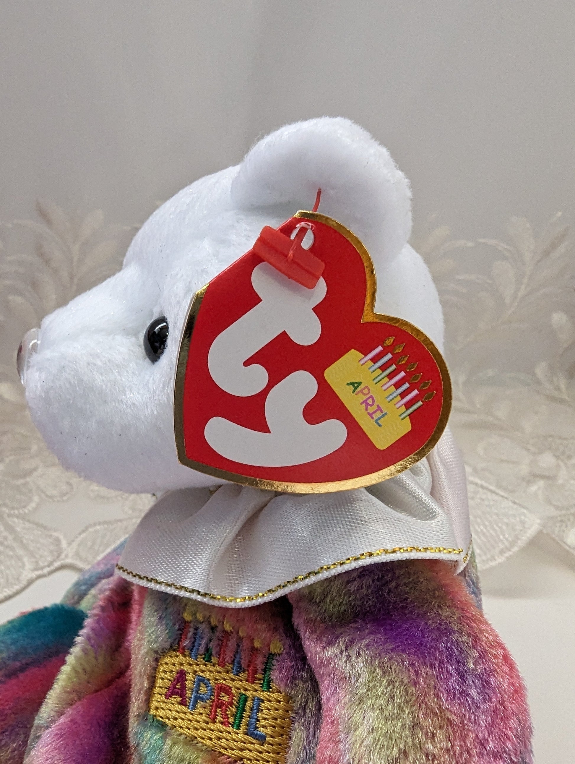 Ty Beanie Baby - April The Birthday Clown Bear (6in) - Vintage Beanies Canada