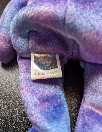 Ty Beanie Baby + Beanie Buddy - Clubby IV The Purple Blue Bear (Sold As Set) - Vintage Beanies Canada