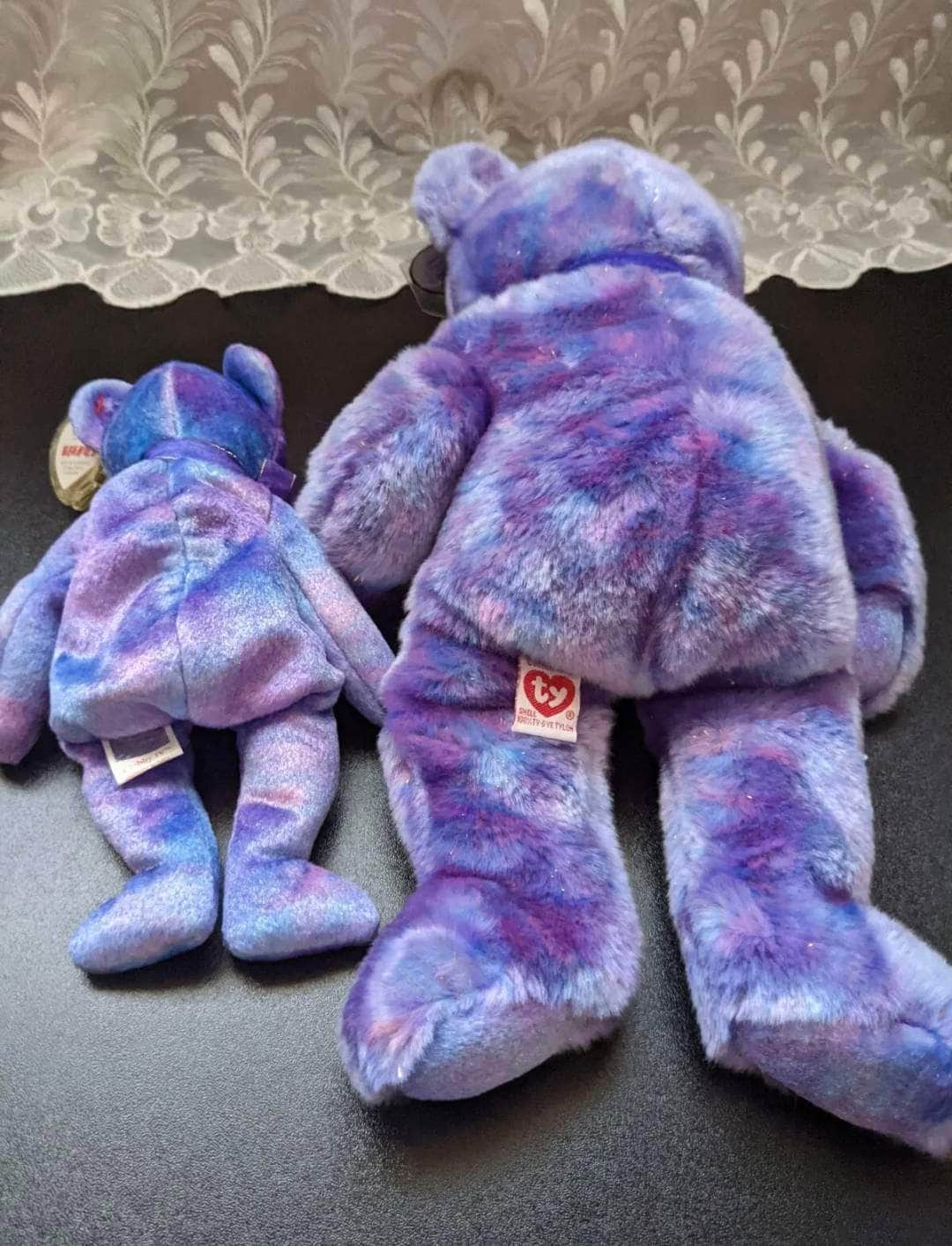 Ty Beanie Baby + Beanie Buddy - Clubby IV The Purple Blue Bear (Sold As Set) - Vintage Beanies Canada