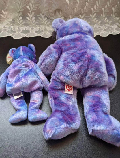 Ty Beanie Baby + Beanie Buddy - Clubby IV The Purple Blue Bear (Sold As Set) - Vintage Beanies Canada