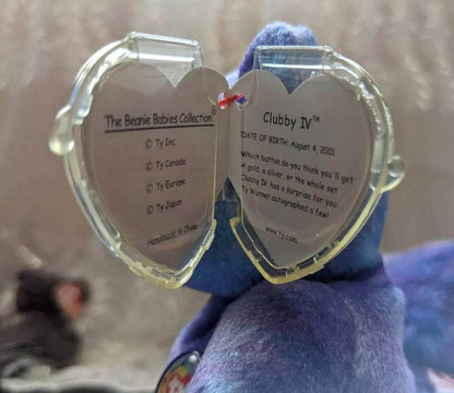 Ty Beanie Baby + Beanie Buddy - Clubby IV The Purple Blue Bear (Sold As Set) - Vintage Beanies Canada