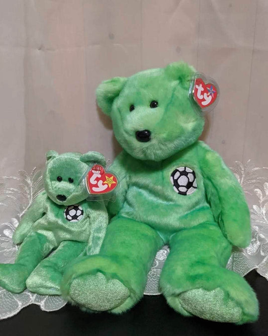 Ty Beanie Baby + Beanie Buddy lot - Kicks the Soccer Bear (Sold As Pair) - Vintage Beanies Canada