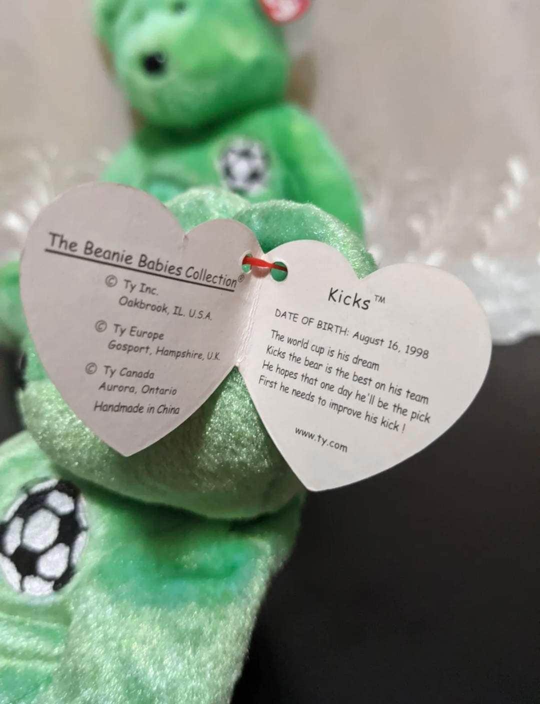 Ty Beanie Baby + Beanie Buddy lot - Kicks the Soccer Bear (Sold As Pair) - Vintage Beanies Canada