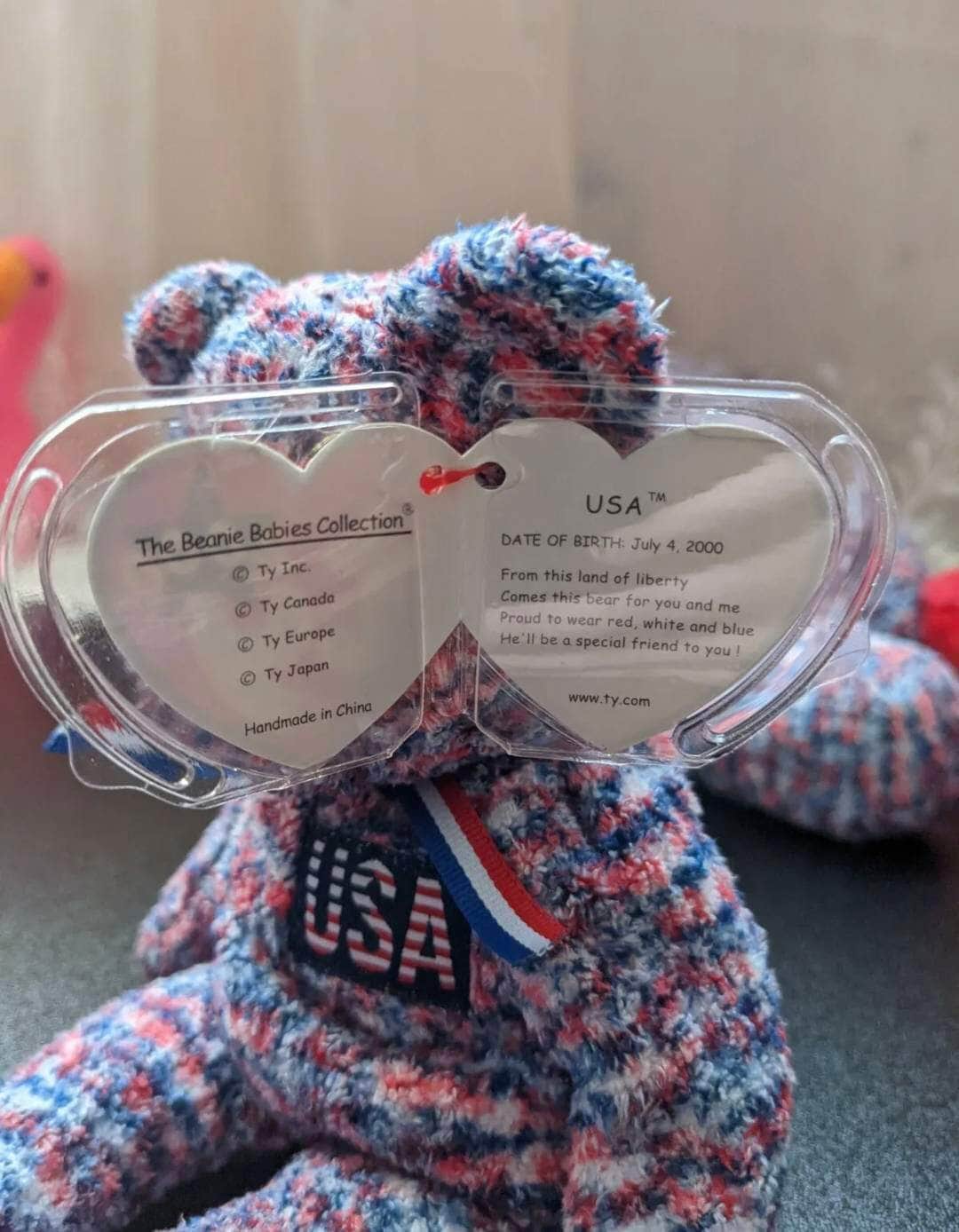 Ty Beanie Baby + Beanie Buddy - USA the Bear Lot Of 2 - Near Mint (Sold As Pair) - Vintage Beanies Canada
