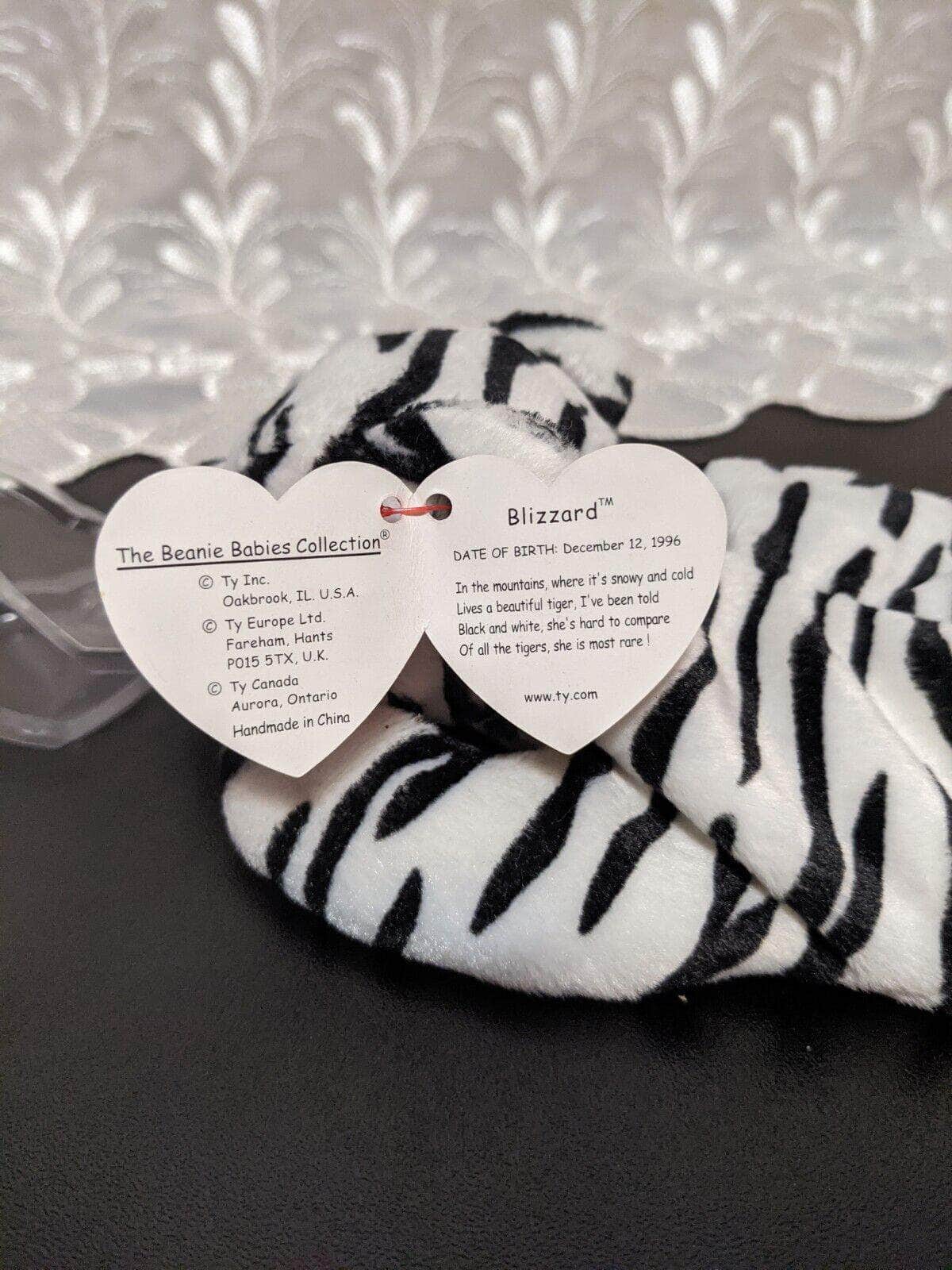Ty Beanie Baby - Blizzard The White Black Tiger (8.5in) - Vintage Beanies Canada